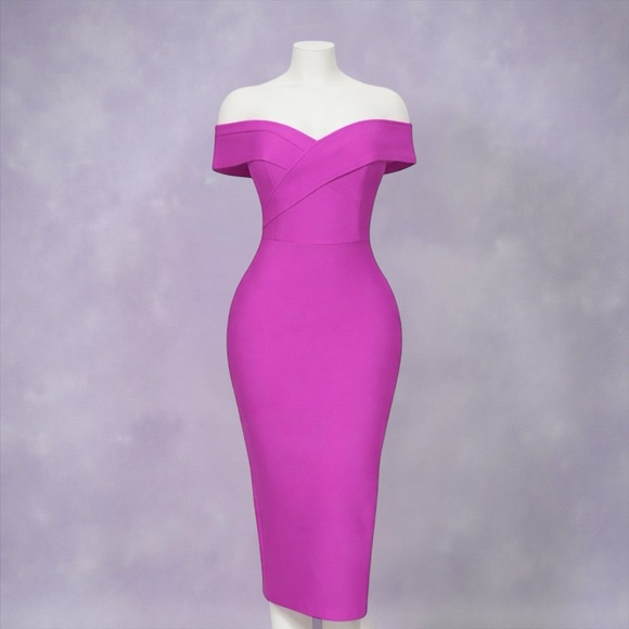 Fashion Nova Strapless Fuchsia Bandage Dress - Picture 6 of 12